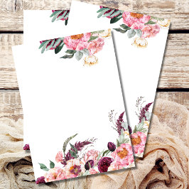 Invitación en Blanco Rosado Burdeos Peonía Rosa