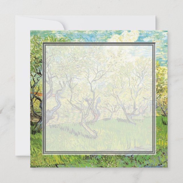 invitación en blanco. van Gogh Orchard en Blossom (Anverso)