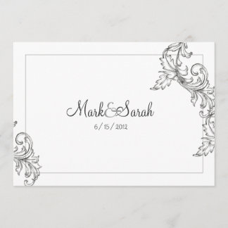 Invitación en blanco y negro de Acanthus monograma