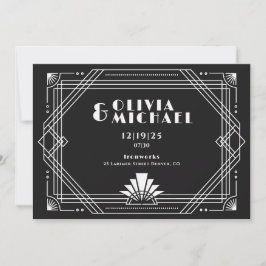 Invitación en blanco y negro de deco