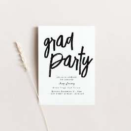 Invitación en blanco y negro de Fiesta Grad