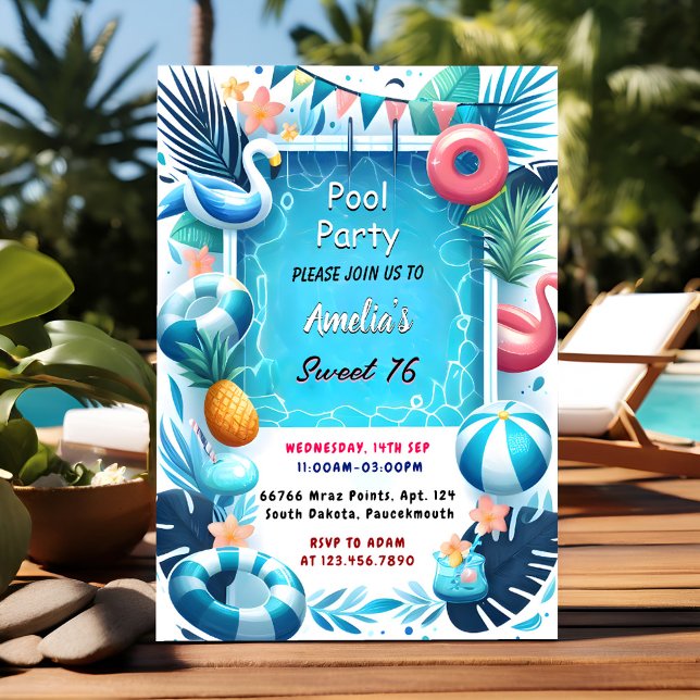 Invitación En Boy Fun adolescente Fiesta de piscina de adulto (Subido por el creador)