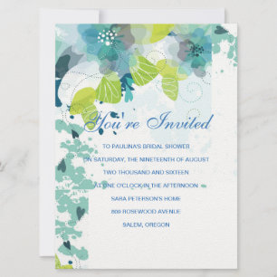 Invitación en cascada de flores azules