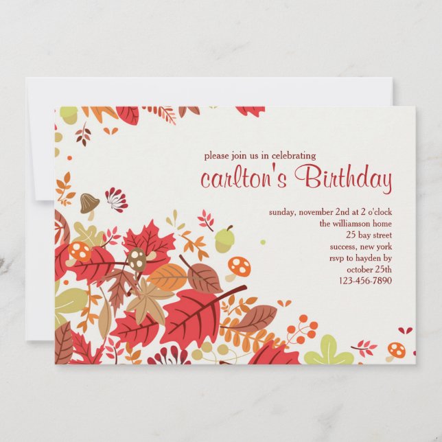 Invitación en cascada de otoño (Anverso)