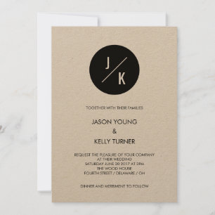 Invitación en círculo kraft monocromo moderno
