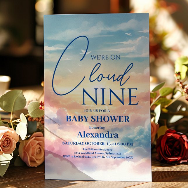 Invitación En Cloud Nueve Baby Shower Moderno (Subido por el creador)