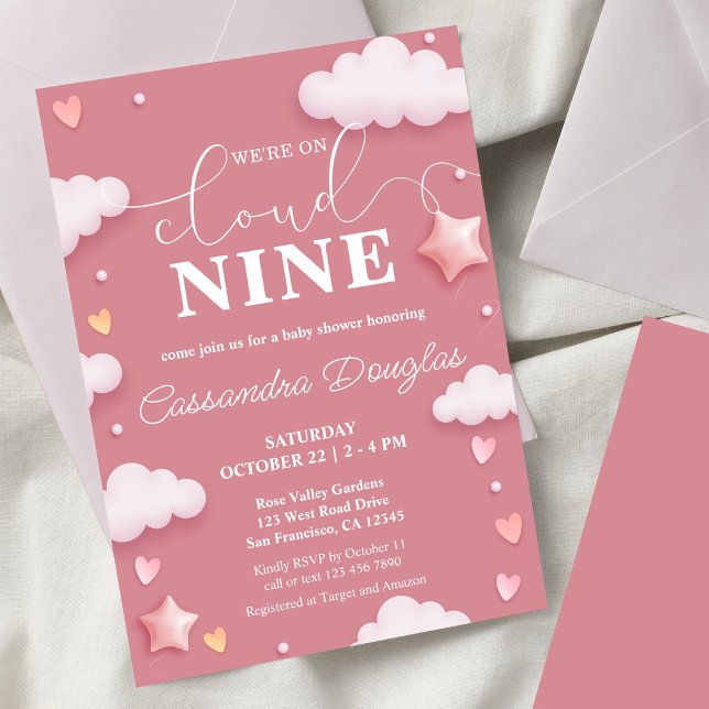 Invitación En Cloud Nueve Modernas Baby Shower Rosa (Subido por el creador)