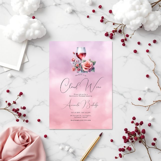 Invitación En Cloud Wine Bachelorette Weekend (On Cloud Wine Bachelorette Weekend Invitation)