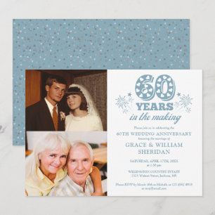 Invitación En confección Aniversario de bodas 60 años 2 fotos