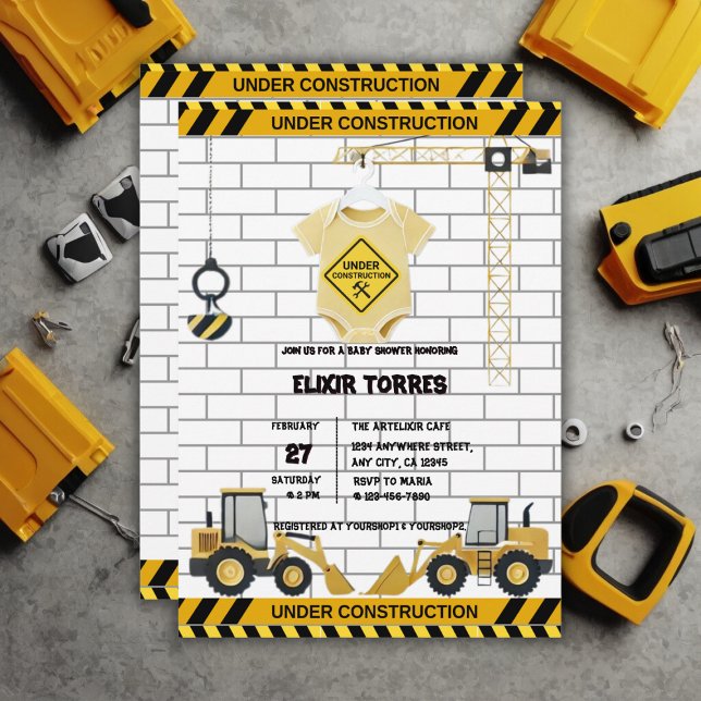 Invitación En construcción Baby Shower de ropa de bebé (Subido por el creador)