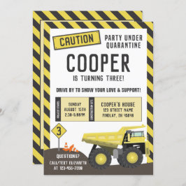 Invitación En construcción, paso de cumpleaños del camión de 