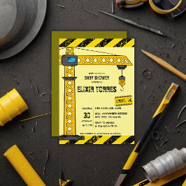 Invitación En construcción Tower Cranes Baby Shower