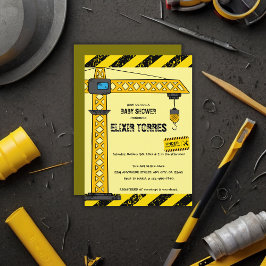 Invitación En construcción Tower Cranes Baby Shower