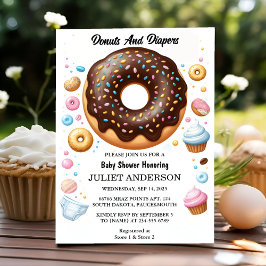Invitación En Dreams Pink Blue Donuts And Diapers Baby Shower