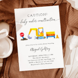 Invitación En el Baby Shower de Construction Boy