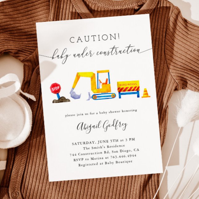 Invitación En el Baby Shower de Construction Boy (Subido por el creador)