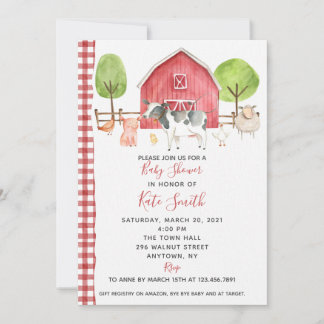 Invitación En el Baby Shower de la granja