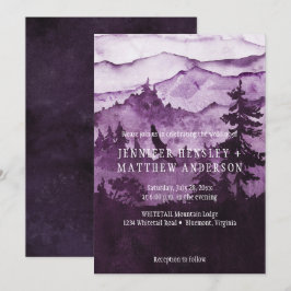 Invitación En El Boda De La Escena De Las Montañas Oscuras Y 