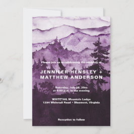 Invitación En El Boda De La Escena De Las Montañas Púrpura Sa