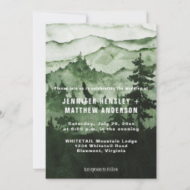 Invitación En El Boda De La Escena Verde De Esmeralda Salvaje