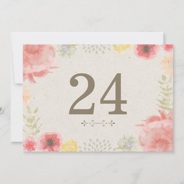 Invitación En el Boda de verano de la pradera números de tabl (Anverso)