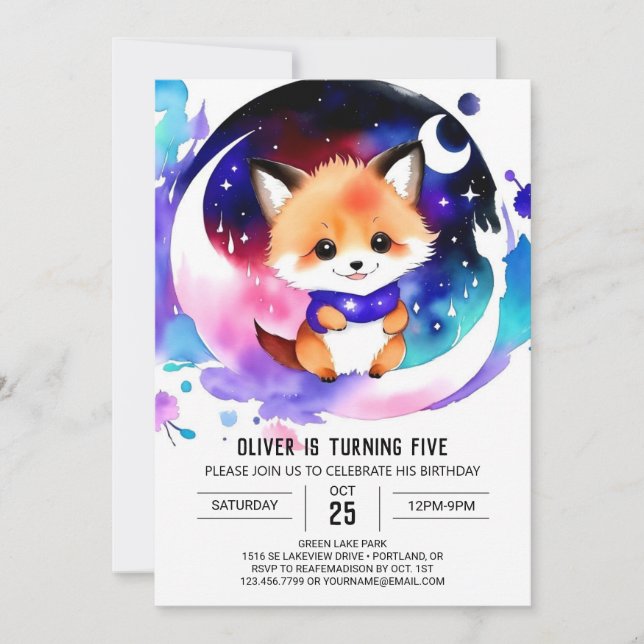 Invitación En el cumpleaños de Fox Fantasy (Anverso)
