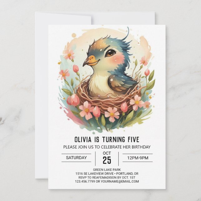 Invitación En el cumpleaños de las aves acuáticas de Woods (Anverso)