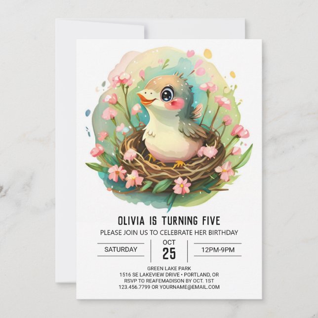 Invitación En el cumpleaños de las aves acuáticas de Woods (Anverso)
