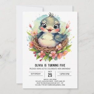 Invitación En el cumpleaños de las aves Colibri de Woods