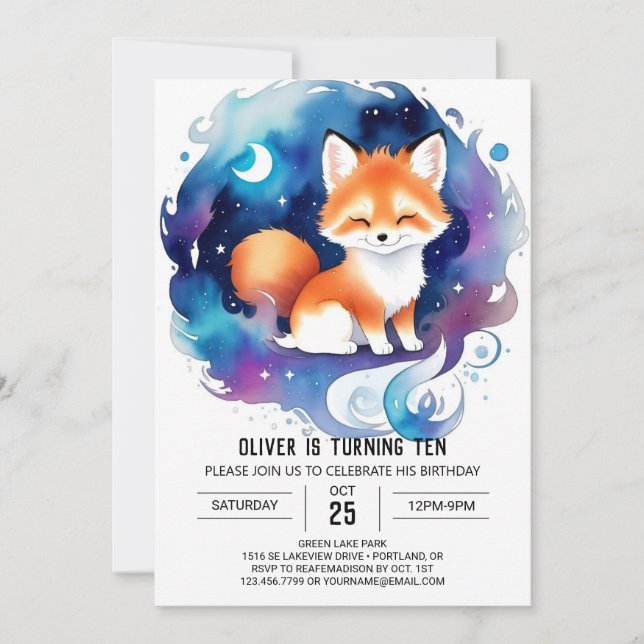 Invitación En el cumpleaños de Woodland Fox (Anverso)