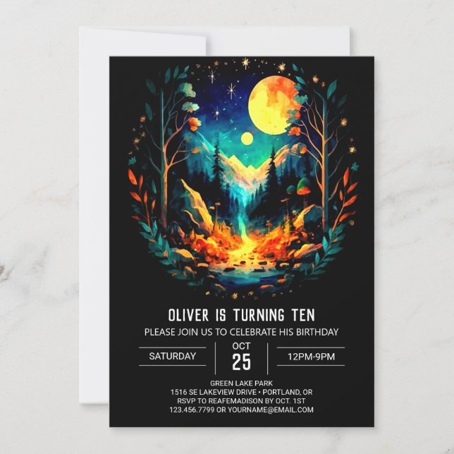 Invitación En el cumpleaños de Woods (Anverso)