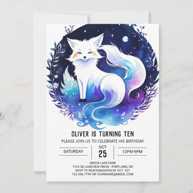 Invitación En el cumpleaños de Woods Red Fox (Anverso)
