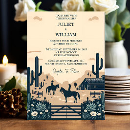 Invitación En el desierto Rodeo Retro Caballo Rústico Boda Oc