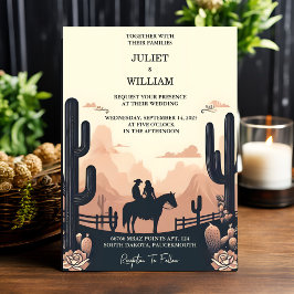 Invitación En el desierto Rodeo Retro Caballo Rústico Boda Oc