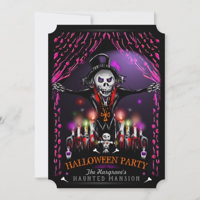 Invitación En el espíritu del Fiesta de disfraces de Hallowee (Anverso)