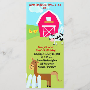 Invitación en el Farm Blue Birthday