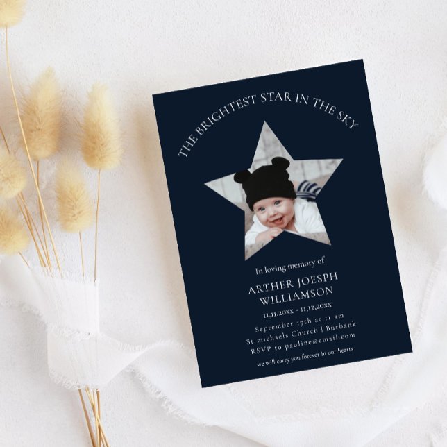Invitación en el funeral de niño con la estrella más brillant (Subido por el creador)