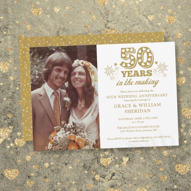 Invitación En El Making Foto Del 50 Aniversario De Boda (In The Making 50th Wedding Anniversary Photo Invitation)