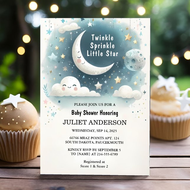 Invitación En el Purpurina Twinkle Twinkle Little Star Baby S (Subido por el creador)