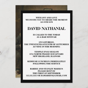 Invitación "En el rabino" por la barra Mitzvah de Carl
