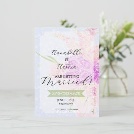 Invitación En el ramo de lazo transparente azul - Rosa dulce 