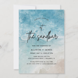 Invitación En El Sandbar Watercolor Beach Wedding