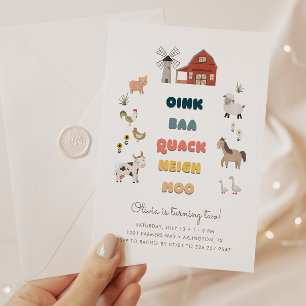 Invitación En el segundo cumpleaños de los chicos de la granj