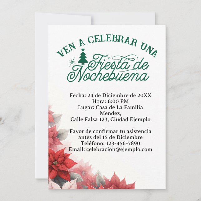 Invitación en Español Fiesta de Nochebuena becomes (Anverso)