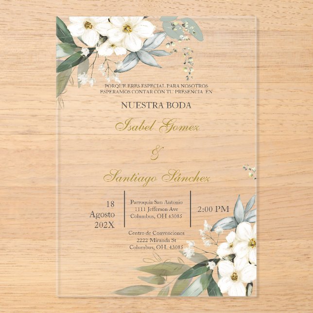 Invitación en español para boda (Anverso)