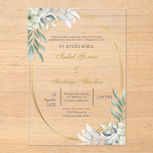Invitación en español para boda (Anverso)