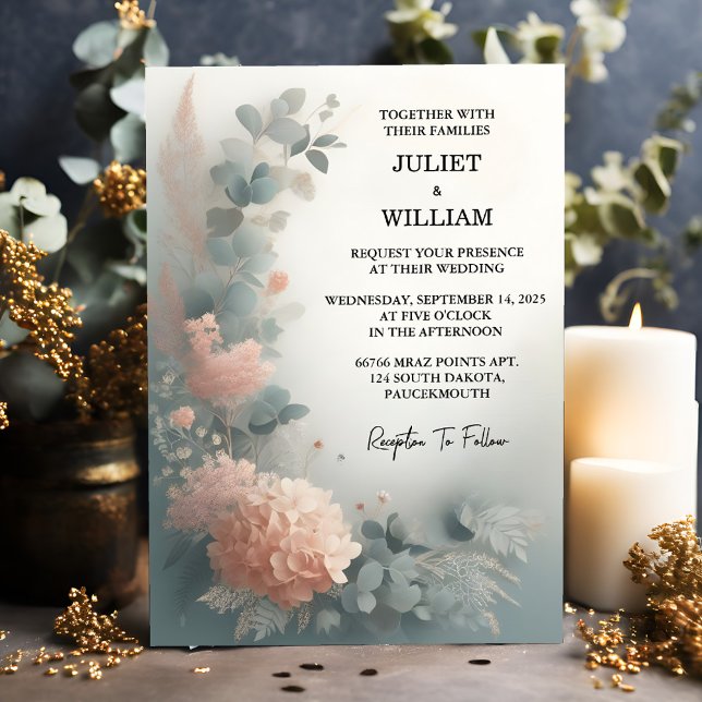 Invitación En Eucalyptus Lace Tulle Pastel Dusty Blue Boda (Subido por el creador)