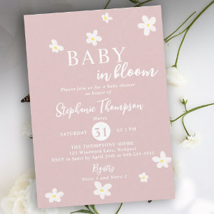 Invitación En Flor Dália Rosa Blanco Primavera Niña Shower de