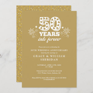 Invitación En Forever Gold 50 Aniversario del Boda