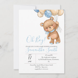 Invitación en globo de Oso de Teddy